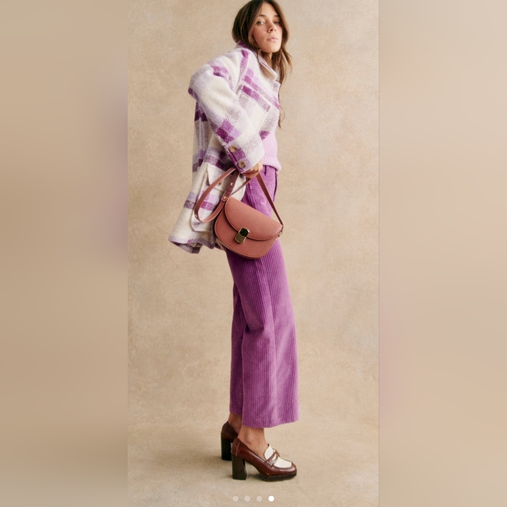 Sezane Le 70's Cropped Trousers Purple - Size 2 - Picture 3 of 6